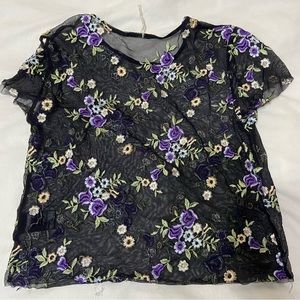 Women’s Urban Outfitters floral mesh top